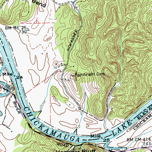 Topographic Map of Hambright Cemetery, TN