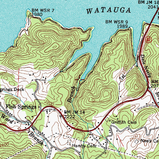 Topographic Map of Hamby Branch, TN