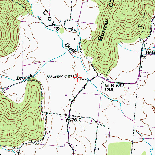 Topographic Map of Hamby Cemetery, TN