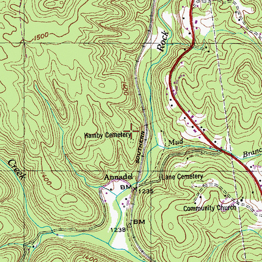 Topographic Map of Hamby Cemetery, TN
