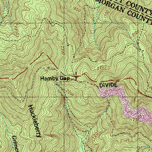 Topographic Map of Hamby Gap, TN