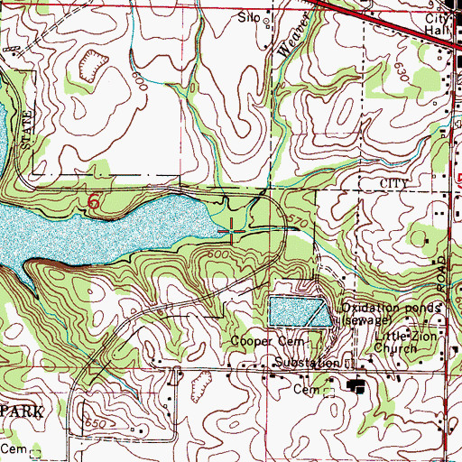 Topographic Map of Weaver Branch, AL