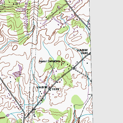 Topographic Map of Hamil Cemetery, TN