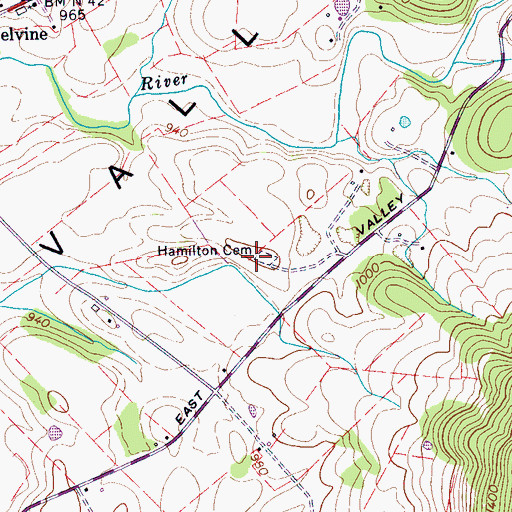 Topographic Map of Hamilton Cemetery, TN