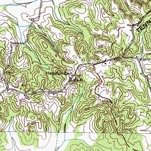 Topographic Map of Hamilton Cemetery, TN