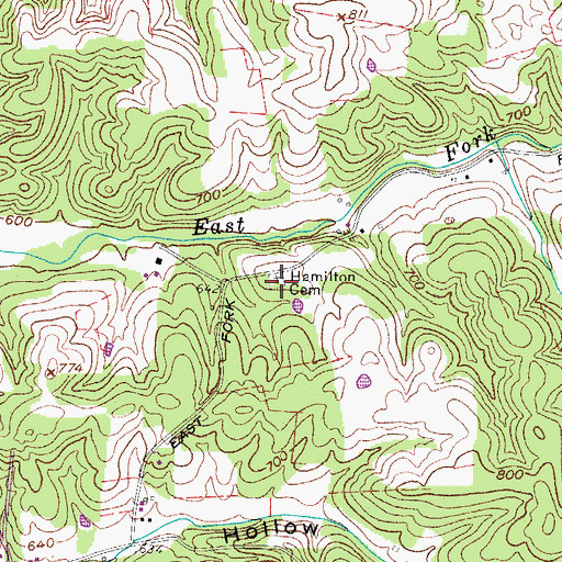 Topographic Map of Hamilton Cemetery, TN