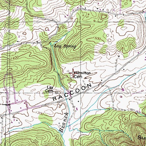Topographic Map of Hamilton Cemetery, TN