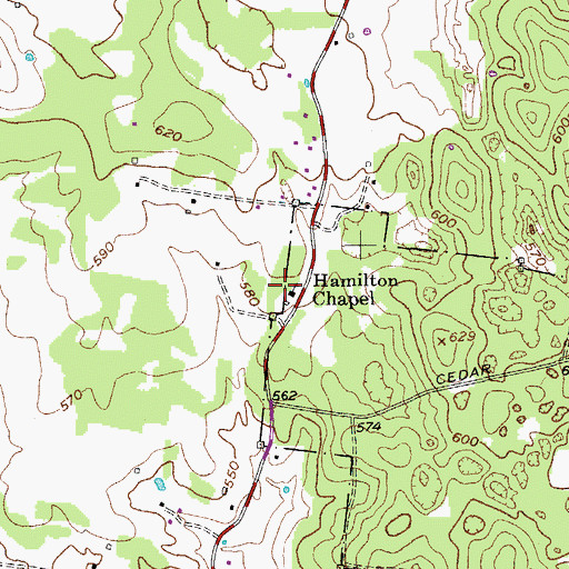 Topographic Map of Hamilton Chapel, TN