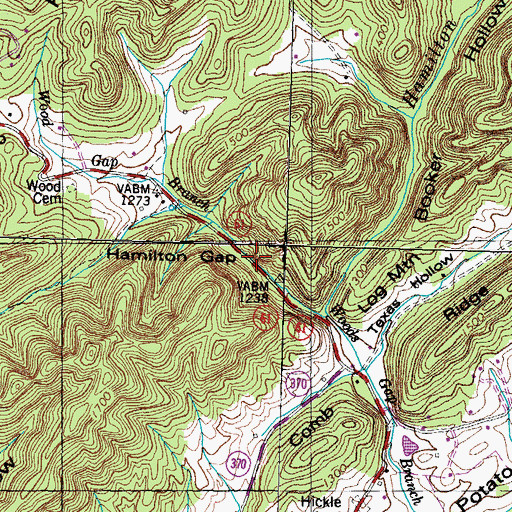 Topographic Map of Hamilton Gap, TN