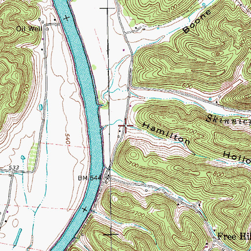 Topographic Map of Hamilton Hollow, TN
