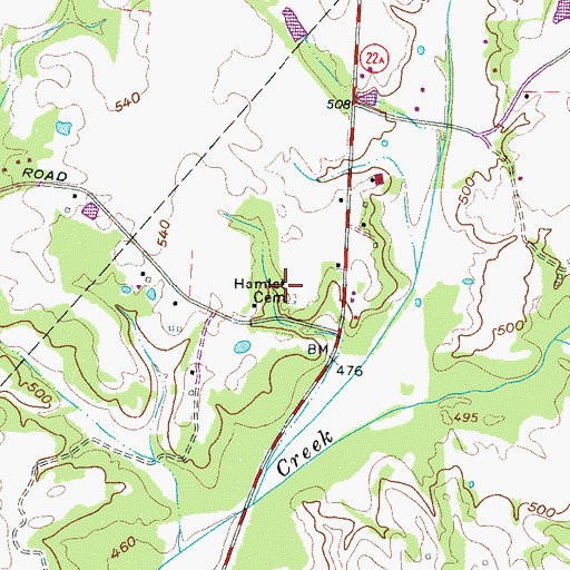 Topographic Map of Hamlet Cemetery, TN