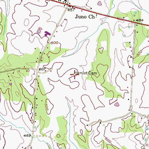 Topographic Map of Hamlet Cemetery, TN