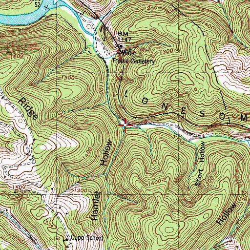 Topographic Map of Hamlet Hollow, TN