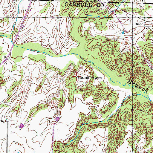 Topographic Map of Hamlin Cemetery, TN