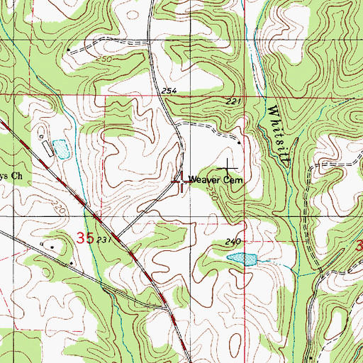 Topographic Map of Weaver Cemetery, AL