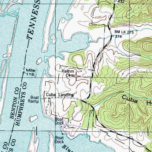 Topographic Map of Hamm Cemetery, TN
