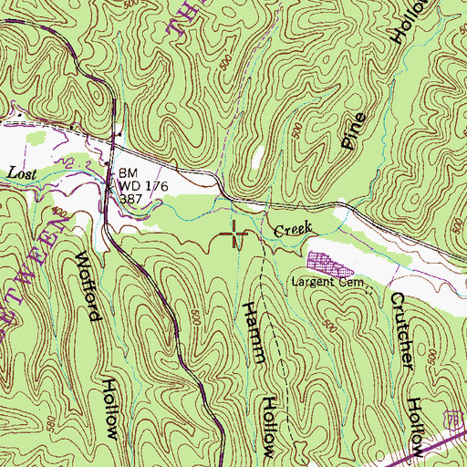 Topographic Map of Hamm Hollow, TN