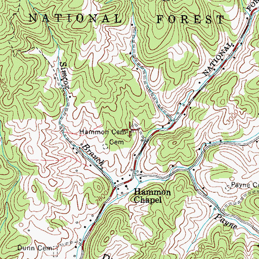 Topographic Map of Hammon Cemetery, TN