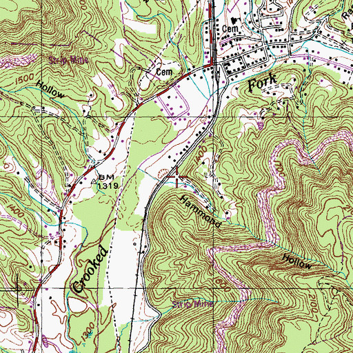 Topographic Map of Hammond Hollow, TN
