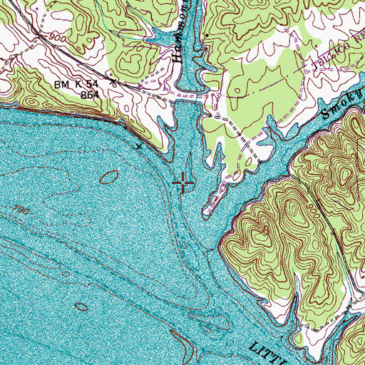 Topographic Map of Hammontree Branch, TN