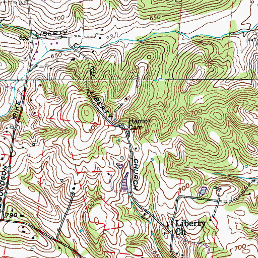 Topographic Map of Hamor Cemetery, TN