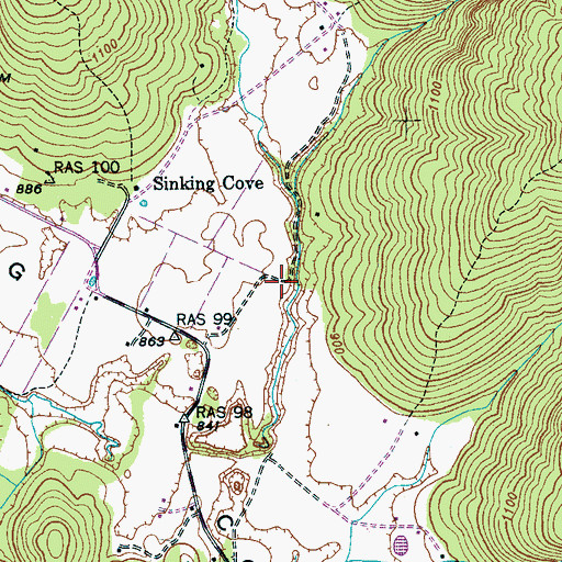 Topographic Map of Hamp Hollow, TN