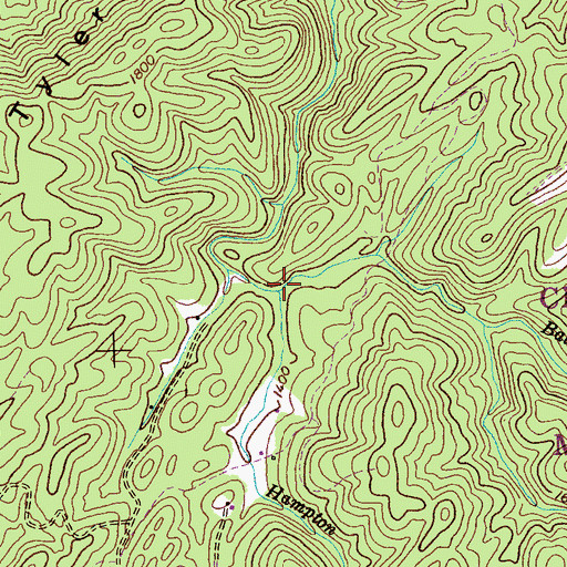 Topographic Map of Hampton Branch, TN