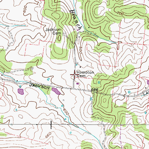 Topographic Map of Hampton Cemetery, TN