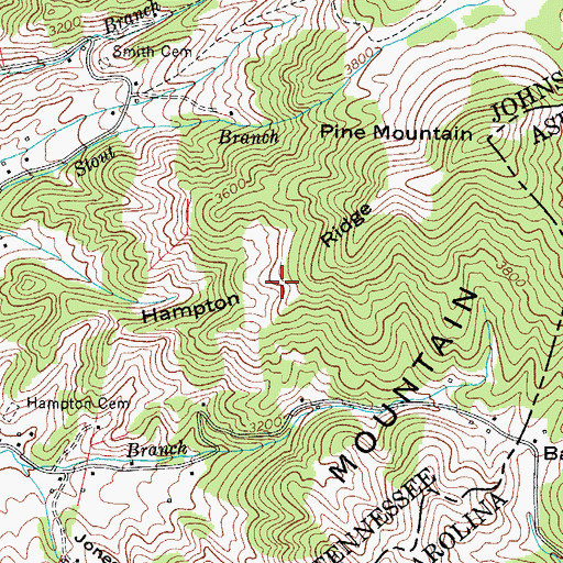 Topographic Map of Hampton Ridge, TN