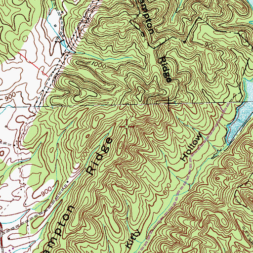 Topographic Map of Hampton Ridge, TN