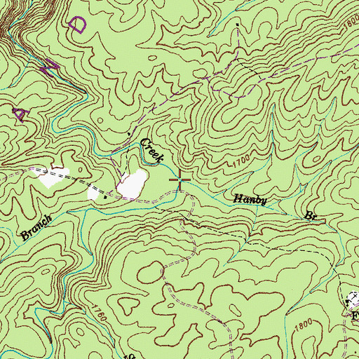 Topographic Map of Hanby Branch, TN