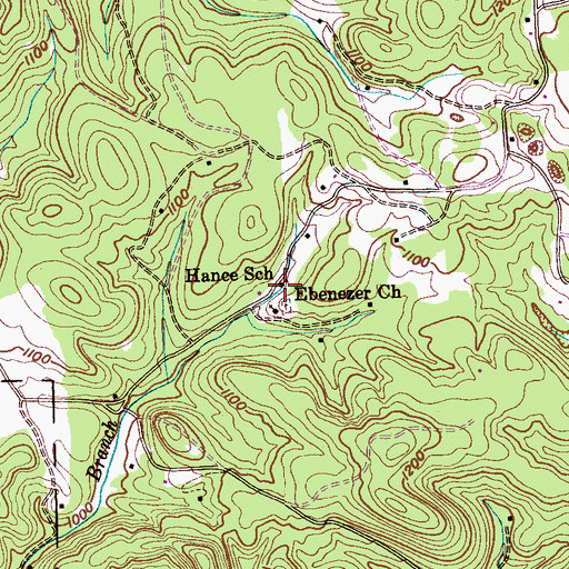 Topographic Map of Hance School, TN