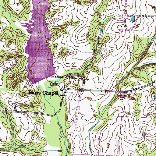 Topographic Map of Hancel Cemetery, TN