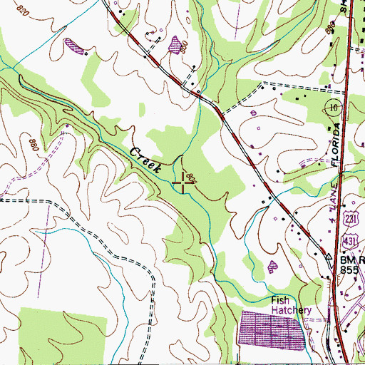 Topographic Map of Hancock Branch, TN