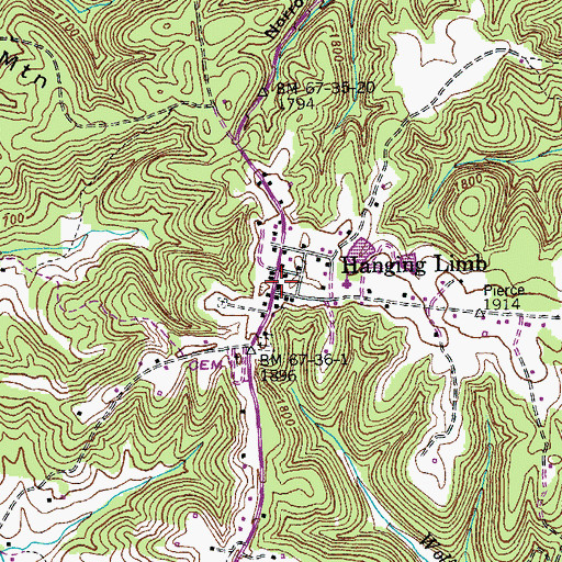 Topographic Map of Hanging Limb, TN