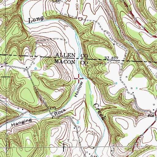 Topographic Map of Hanging Rock Hollow, TN