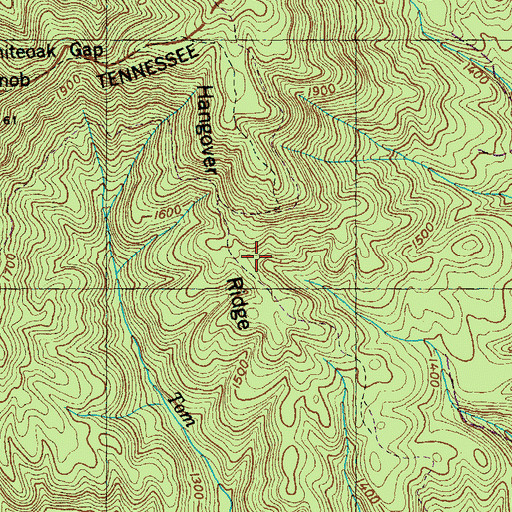 Topographic Map of Hangover Ridge, TN