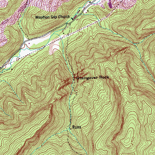 Topographic Map of Hangover Rock, TN