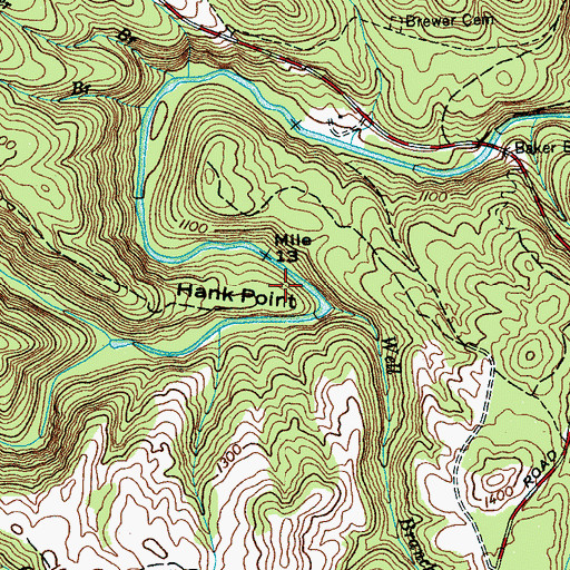 Topographic Map of Hank Point, TN