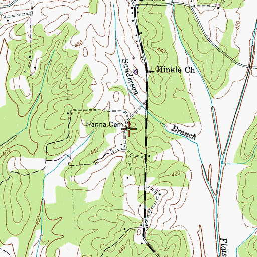 Topographic Map of Hanna Cemetery, TN