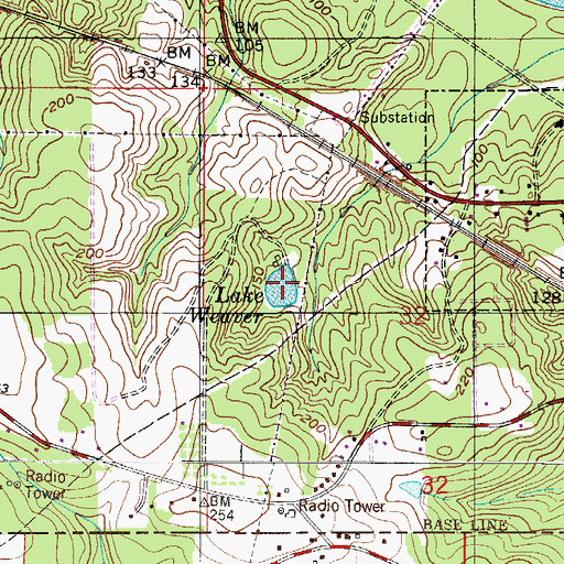 Topographic Map of Lake Weaver, AL