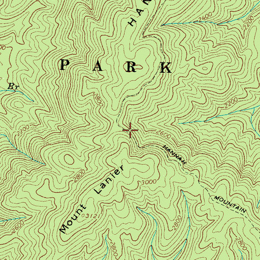 Topographic Map of Hannah Mountain Trail, TN