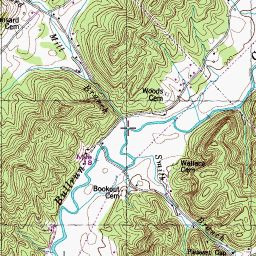 Topographic Map of Hansard Mill Branch, TN