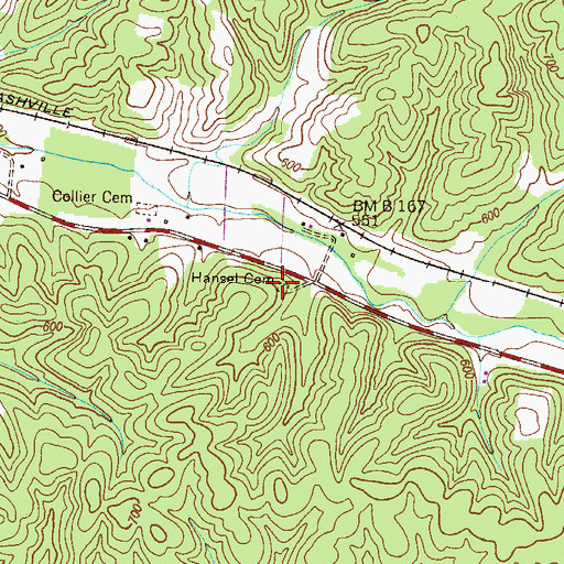 Topographic Map of Hansel Cemetery, TN