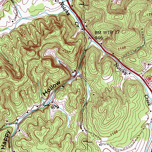 Topographic Map of Happy Hollow, TN