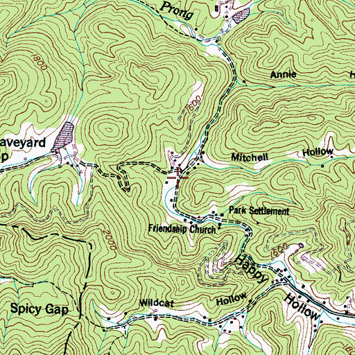 Topographic Map of Happy Hollow, TN
