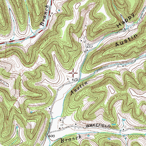 Topographic Map of Happy Hollow, TN