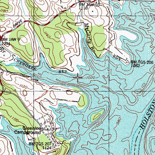 Topographic Map of Happy Hollow, TN