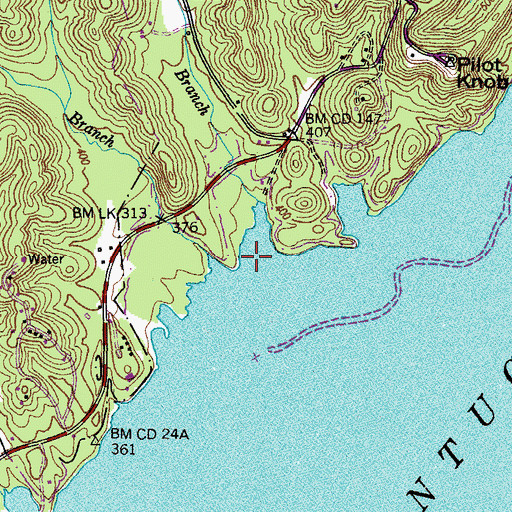Topographic Map of Happy Hollow Branch, TN