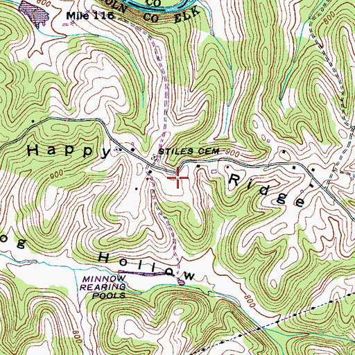 Topographic Map of Happy Ridge, TN